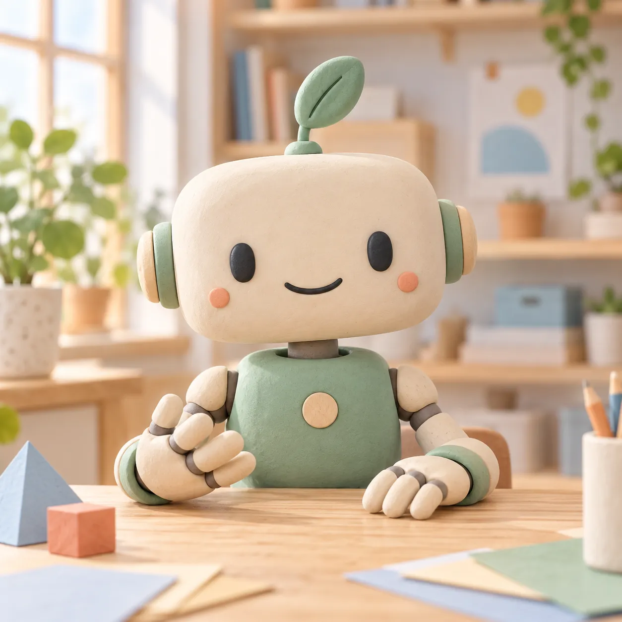 Original soft-clay helper robot for evaluating stylized character animation