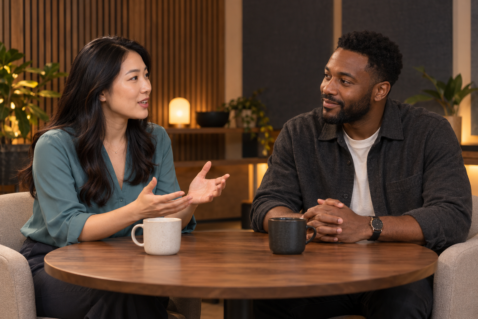Original image with two people in conversation