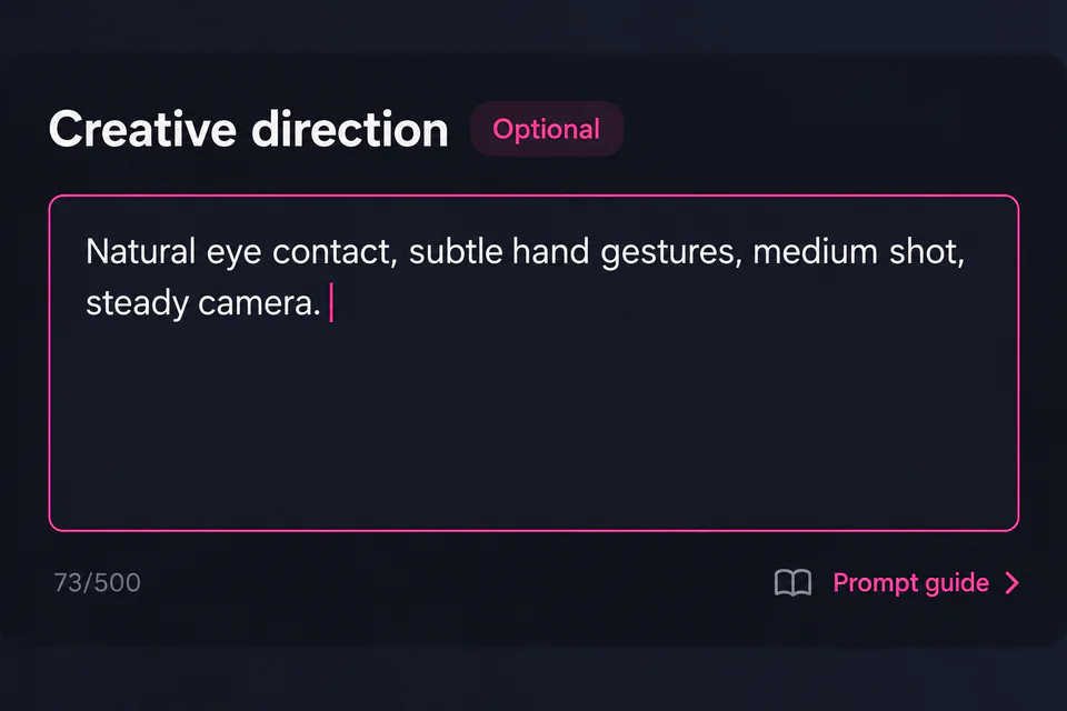 Add a Motion Prompt (Optional) interface in the OmniHuman 2.0 video generator